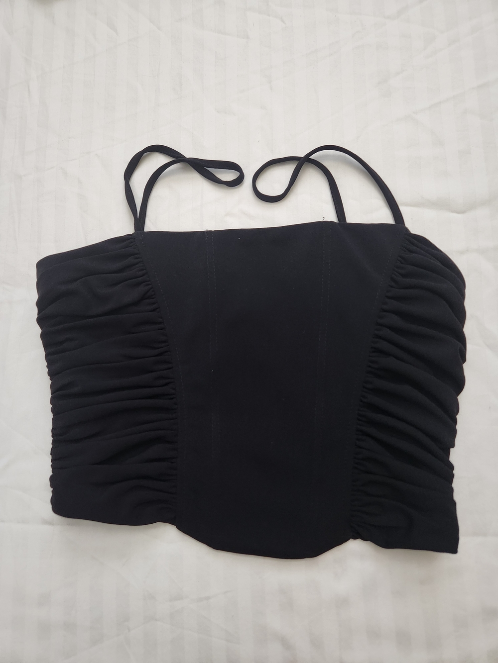 Zara Black Ruched Strap Crop Top